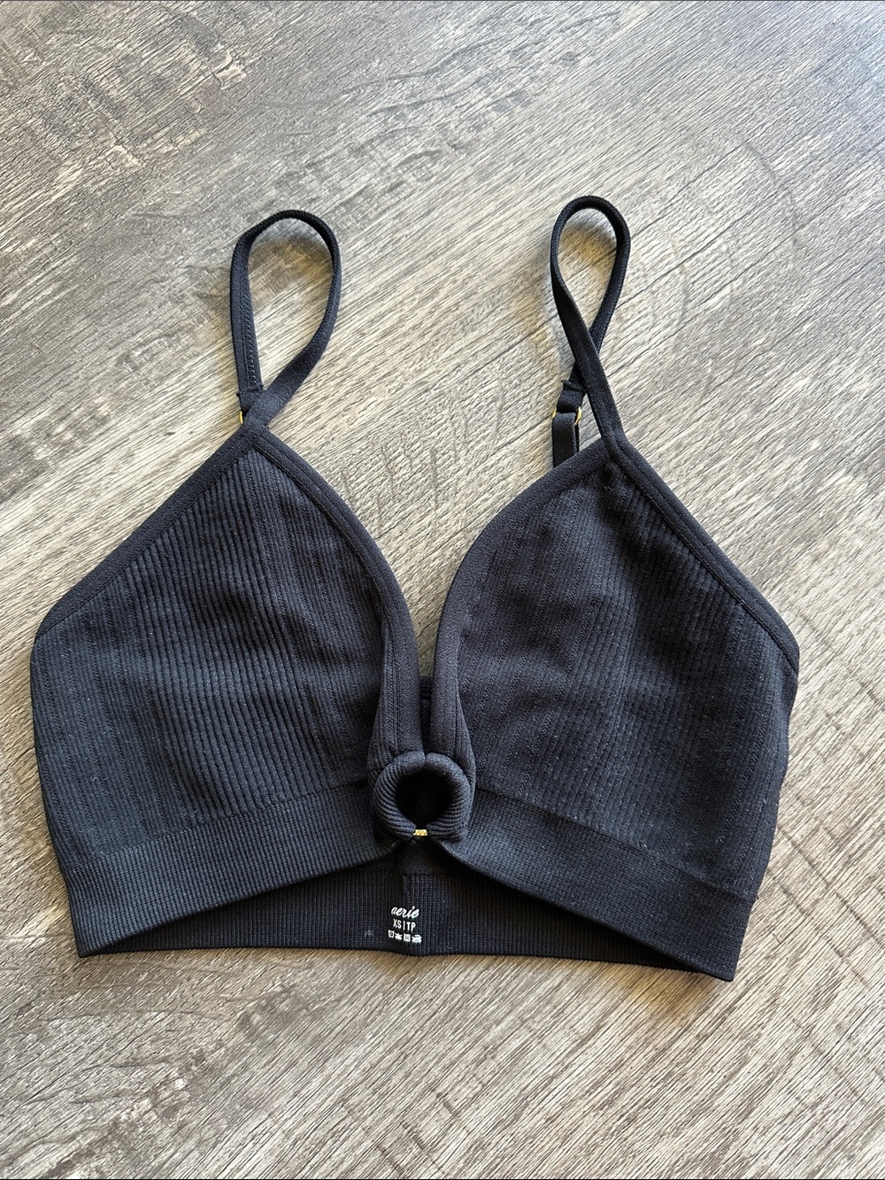 Aerie Black Ribbed Bralette